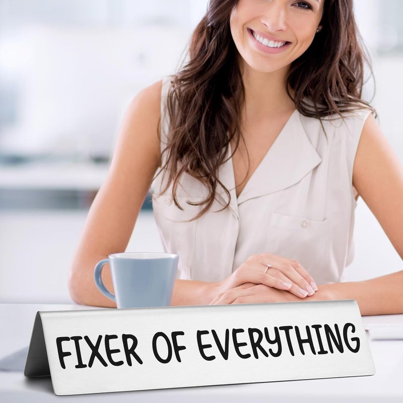 EFFJNSG Funny Desk Signs for Office Fixer of Everything Novelty Nameplate, White Elephant Gag Gifts for Coworkers Boss Manager Funny Office Desk Plaque for Colleague Mentor Friends Nameplates EDA07 - Image 4